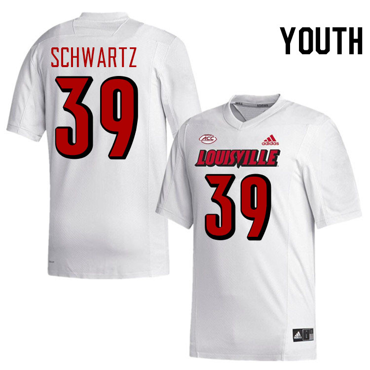 Youth #39 Carter Schwartz Louisville Cardinals College Football Jerseys Stitched-White